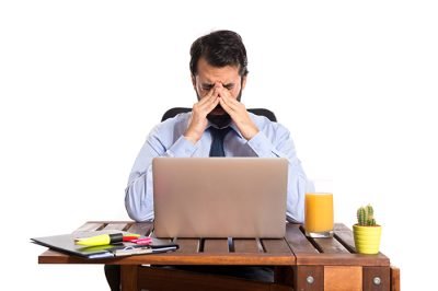 frustrated businessman over white background
